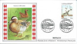 ZMonFDC11 - MONACO 1991 - L' Enveloppe  FDC  'PREMIER JOUR' Du 22-2-91 - Timbre N° 1756  - FAUNE : Sarcelle D'été (ASIE) - Brieven En Documenten