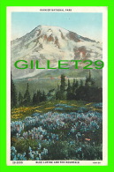 TACOMA, WA - RAINIER NATIONAL PARK - BLUE LUPINE AND THE MOUNTAIN - TRAVEL IN 1964 - C.T. AMERICAN ART - - Tacoma