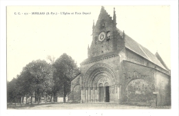 Cp, 64, Morlaas, L'Eglise Et Place Depaul - Morlaas