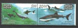 INDIA, 2009, Fauna, LOT Of 10 Sets 2v Setenant, Dolphins, India-Philippines Joint Issue, MNH, (**) - Dauphins