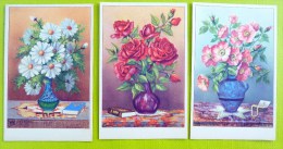 Lot 3x LITHO MEME ILLUSTRATEUR Hollande Vase Et Fleur Nature Morte Decor Livre Boite A Bijoux Collier De Perles - Colecciones Y Lotes