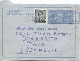 Aérogramme + TP 924 Baudouin Lunettes C.Woluwe En 1956 V.Djakarta Indonsésie PR793 - Aérogrammes