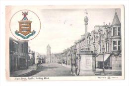 SCOTLAND PEEBLES HIGH STREET LOOKING WEST USED 1907 POSTCARD - Peeblesshire