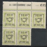 PRE 529  Bloc 5  **  Bdf  31 Décembre 1945  GEL... - Typos 1936-51 (Petit Sceau)