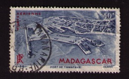 Timbre Oblitéré Madagascar, Poste Aérienne, Port De Tamatave, 50 F, 1946 - Luftpost