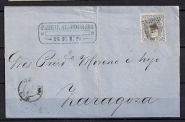 1872, CARTA CIRCULADA DE REUS A ZARAGOZA, 50 MILÉSIMAS, ED. 107 - Briefe U. Dokumente