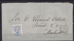 1872, ENVUELTA CIRCULADA DE RUA DE VALDEORRAS  A MADRID, 10 CUARTOS, ED. 121 - Covers & Documents