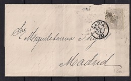 1872, ENVUELTA CIRCULADA DE CADIZ A MADRID, 12 CUARTOS, ED. 122 - Covers & Documents