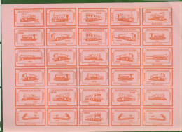 GB 1986 BANNOCKBURN SCHOOL XMAS MAIL IMPERF SHEET 25 PROOFS RED ON PINK CINDERELLA TRAINS RAILWAY TRAIN LOCOMOTIVE - Cinderellas