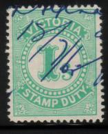 AUSTRALIA VICTORIA STAMP DUTY REVENUE 1904 NUMERAL DESIGN 1/- BLUE BF#83 - Fiscale Zegels