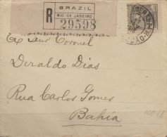 G)1916 BRAZIL, FLORIANO PLEIXOTO 300 REIS, REGISTERED, CIRCULATED COVER TO BAHIA, INTERNAL USAGE, XF - Cartas & Documentos