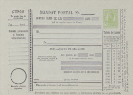 190? BULETIN D´EXPEDITION MANDATE POSTALE INTERNATIONALE,IMPRINTED POSTAGE 5 BANI,CAROL.(A1) - Paquetes Postales
