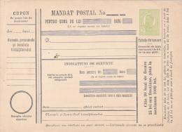 190? BULETIN D´EXPEDITION MANDATE POSTALE INTERNATIONALE,IMPRINTED POSTAGE 5 BANI,CAROL.(A1) - Colis Postaux
