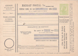 190? BULETIN D´EXPEDITION MANDATE POSTALE INTERNATIONALE,IMPRINTED POSTAGE 5 BANI,CAROL.(A1) - Postpaketten