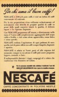 # NESCAFE´ NESTLE CAFFE´ 1950s Italy Advert Pubblicità Publicitè Reklame Food Coffee Cafè Kaffee - Poster & Plakate