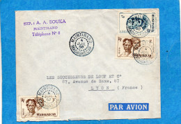 MARCOPHILIE-lettre    Madagascar- Cad  Maintirano1950-afft 3 Timbres  -pour Françe - Lettres & Documents