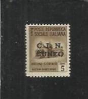 REPUBBLICA SOCIALE CLN CUNEO MONUMENTI CENTESIMI 5 MNH - National Liberation Committee (CLN)