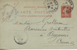 23  -  CARTE POSTALE  De  1909   -   CHATEAUROUX   Pour AUZANCES - Auzances