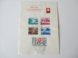 Schweiz 1952 Nr. 570-574 Satz Glarus 600 Jahre Im Bund. Stempel: Schweiz Automobil-Postbureau 8.6.1952 - Oblitérés