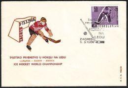 Yugoslavia 1966, Illustrated Cover "Ice Hockey World Championship" W./ Special Postmark "Zagreb", Ref.bbzg - Covers & Documents