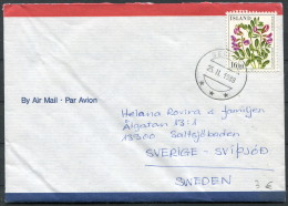 1988 Iceland Selfoss Flowers Airmail Cover - Sweden - Lettres & Documents