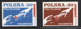 POLAND SOLIDARITY 1985 POCZTA SOLIDARNOSC 1985 5 YEARS OF UNDERGROUND PRESS SET OF 2 NEWSPAPER NEWSPAPERS MAGAZINE - Vignettes Solidarnosc