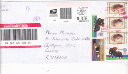 OLYMPIC GAMES 1980, AMERICAN POET X3 STAMPS ON COVER, REGISTERED COVER, 2013, USA - Brieven En Documenten
