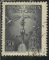 VATICANO VATIKAN VATICAN 1947 POSTA AEREA AIR MAIL SOGGETTI VARI LIRE 50 USATO USED - Luchtpost