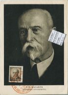 JF0627 Czechoslovakia 1948 President Masaryk Photography Maximum Card MNH - Aerograms