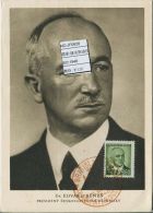 JF0628 Czechoslovakia 1948 President Benes Maximum Card MNH - Aerograms