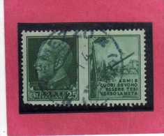 ITALIA REGNO ITALY KINGDOM 1942 PROPAGANDA DI GUERRA WAR PROMOTION CENT. 25 II TIPO USATO USED - Kriegspropaganda