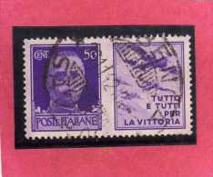 ITALIA REGNO ITALY KINGDOM 1942 PROPAGANDA DI GUERRA WAR PROMOTION CENT. 50 III TIPO USATO USED - Kriegspropaganda