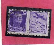 ITALIA REGNO ITALY KINGDOM 1942 PROPAGANDA DI GUERRA WAR PROMOTION CENT. 50 III TIPO USATO USED - Kriegspropaganda