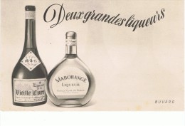 VIEUX PAPIERS-BUVARD-PUB-ALIMENTAIRE-DEUX GRANDES LIQUEURS-VIEILLE CURE ET MABORANGE-13 X 21 Cm- - Liquor & Beer