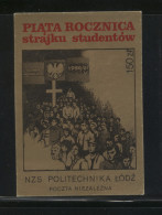 POLAND SOLIDARITY SOLIDARNOSC POCZTA NIEZALEZNA 1985 5TH ANNIV STUDENT STRIKES LODZ POLYTECHNIC - Vignettes Solidarnosc