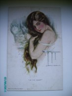 GLAMOUR LADY ,  AT THE TOILET , MIRROR , HARRISON FISHER , OLD POSTCARD , O - Fisher, Harrison