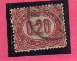 ITALIA REGNO ITALY KINGDOM 1875 SERVIZIO FRANCOBOLLO DI STATO SERVICE CENT. 20 (0,20) USATO USED - Service