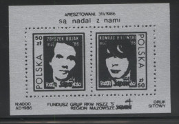 POLAND SOLIDARITY SOLIDARNOSC FUNDUSZ GRUP RKW NSZZ MAZOWSZE ARRESTED 31 MAY 1986 BUT STILL WITH US PAIR OF MS - Vignettes Solidarnosc