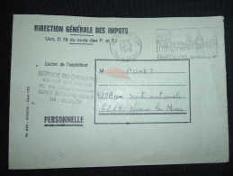 LETTRE DIRECTION GENERALE DES IMPOTS OBL.MEC. 22-3-1978 BETHUNE PPAL (62 PAS DE CALAIS) + GRIFFE SERVICE DU CADASTRE - Civil Frank Covers