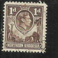 NORTHEN RHODESIA RODESIA NORTH NORD 1938 - 1952 KING GEORGE VI 1 P BROWN RE GIORGIO USATO USED - Rodesia Del Norte (...-1963)