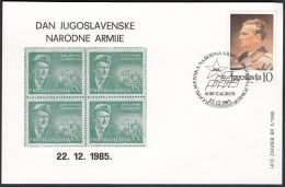 Yugoslavia 1985, Illustrated Cover "Day Of JNA" W./ Special Postmark "Zagreb", Ref.bbzg - Briefe U. Dokumente