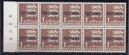 Denmark1949: Michel34 Block Of 10mnh** With Plate Number Cat.Value 25Euros($33+) - Parcel Post