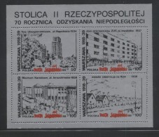 POLAND SOLIDARITY POCZTA SOLIDARNOSC 1988 WARSAW CAPITAL 2ND REPUBLIC 70TH ANNIV INDEPENDENCE 2 MS ARCHITECTURE BUILDING - Vignettes Solidarnosc