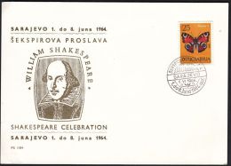 Yugoslavia 1964, Illustrated Card "William Shakespeare" W./ Special Postmark "Sarajevo" Ref.bbzg - Covers & Documents