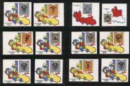 POLAND SOLIDARITY SOLIDARNOSC MAPS 17TH CENTURY POLISH LITHUANIA UKRAINE VOIVODSHIPS SET OF 24MS HERALDRY COATS OF ARMS - Vignettes Solidarnosc