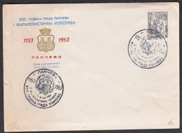 Yugoslavia 1953, Illustrated Cover "Philatelic Exibition In Pancevo 1953" W./ Special Postmark "Pancevo", Ref.bbzg - Lettres & Documents