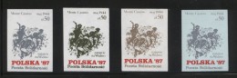 POLAND SOLIDARITY SOLIDARNOSC 1987 WW2 ATTACK ON MONTE CASSINO SUMMIT SET OF 4 WORLD WAR 2 ARMY SOLDIERS MILITARIA - Vignettes Solidarnosc