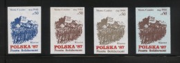 POLAND SOLIDARITY SOLIDARNOSC 1987 WW2 MONTE CASSINO MONASTERY BATTLE SITE SET OF 4 WORLD WAR 2 ARMY SOLDIERS MILITARIA - Vignettes Solidarnosc