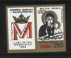 POLAND SOLIDARITY SOLIDARNOSC 1986 CATHOLIC UNIVERSITY LUBLIN MARIOLOGICAL CONGRESS GLOSSY PAPER MS MADONNA RELIGION - Vignettes Solidarnosc
