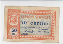 BILLETE LOCAL GUERRA CIVIL  50 CTS CONSEJO MUNICIPAL DE ANGLES - Sonstige & Ohne Zuordnung